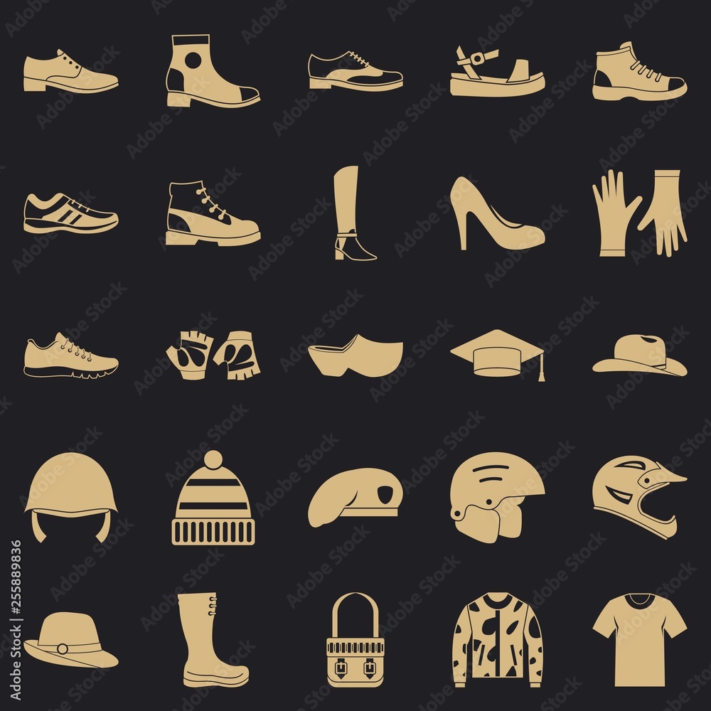Poster shoes icons set. simple set of 25 shoes vector icons for web for any design