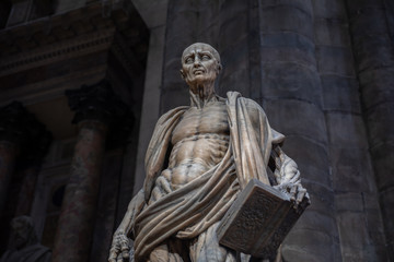 Closeup marble sculpture in Milan Cathedral (Duomo di Milano)