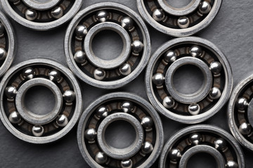Set of various ball bearings. Technology and machinery industrial background.