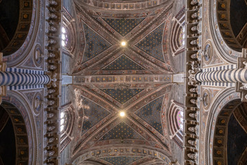 Panoramic view of interior of Siena Cathedral (Duomo di Siena)