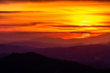 Fototapeta premium Beautiful sunset over mountains layers in Umbria (Italy)