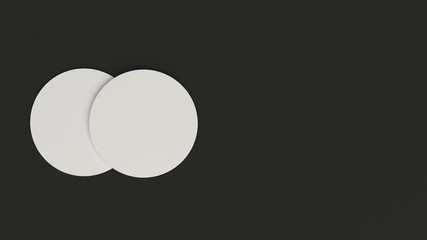 Mockup of blank white round beer coasters