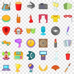 Music concert icons set. Cartoon style of 36 music concert vector icons for web for any design