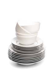 Set of white dishes . table wear