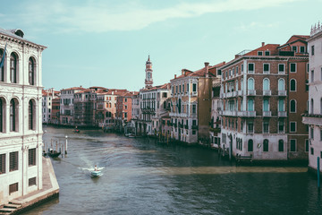 Panoramic view of Grand Canal (Canal Grande) from Rialto Bridge