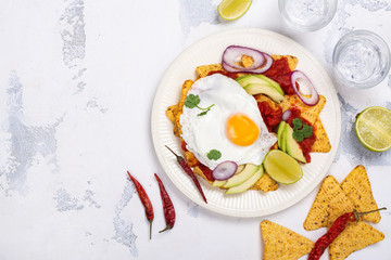 Mexican breakfast - chilaquiles dish