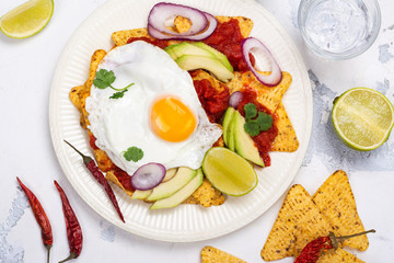 Mexican breakfast - chilaquiles dish