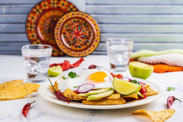 Mexican breakfast - chilaquiles dish