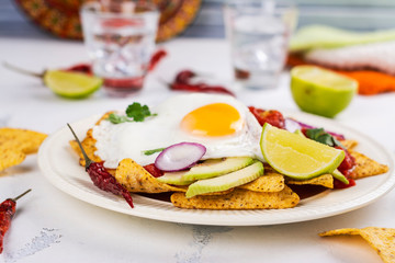 Mexican breakfast - chilaquiles dish