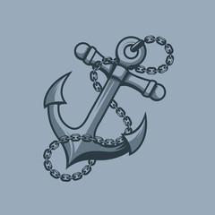 Anchor, sailors symbol. Monochrome tattoo style.