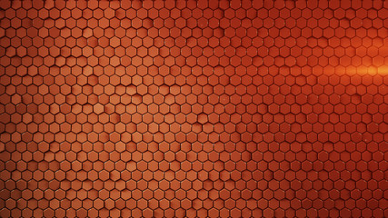 Red hexagonal background abstract 3D render