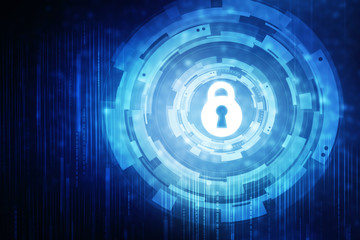 2d illustration Safety concept: Closed Padlock on digital background