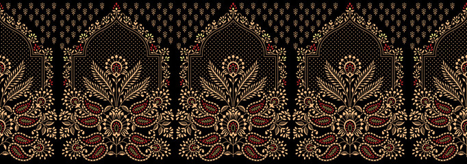 Seamless traditional indian vintage floral border © malkani
