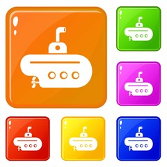 Bathyscaphe with periscope icons set collection vector 6 color isolated on white background
