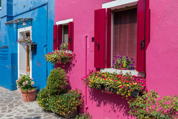 Panoramic view of brightly coloured homes of Burano