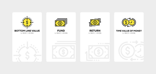 RETURN ON INVESTMENT LINE ICON SET