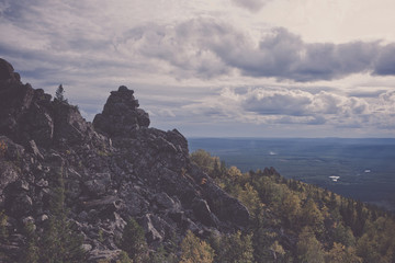 Closeup mountains scenes in national park Kachkanar, Russia