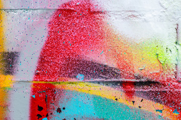 Graffiti painted on a brick wall texture.