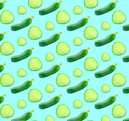 Creative pattern of fresh cucumbers