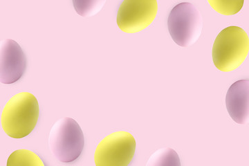 Beautiful Easter eggs on pink background