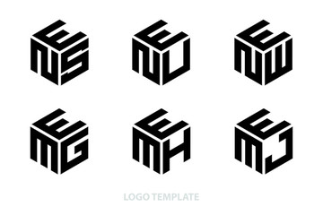 hexagon logo with three alphabet initial. Vector template illustration.icon