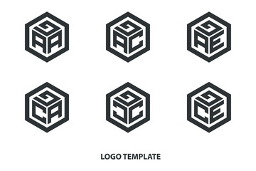 Obraz premium sześciokątne logo z trzema inicjałami alfabetu. Ilustracja szablon wektor. Ikona