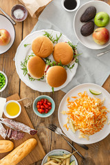 Vegetarian burgers different food Summer party food