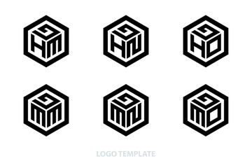 hexagon logo with three alphabet initial. Vector template illustration.icon
