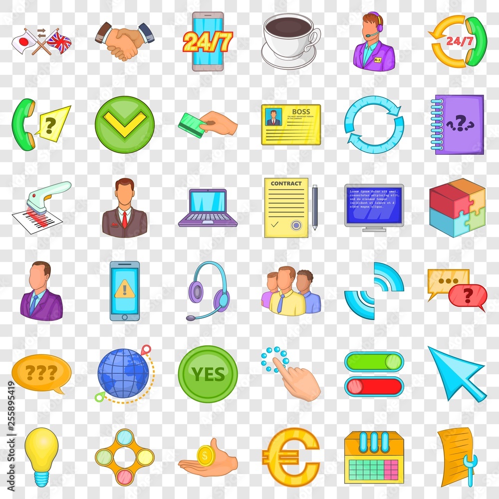 Poster good connection icons set. cartoon style of 36 good connection vector icons for web for any design