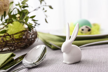 Ceramic bunny as Easter decor table