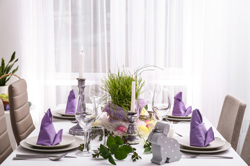 Beautiful table set for Easter celebration