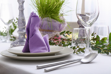 Beautiful table set for Easter celebration