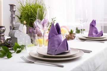 Beautiful table set for Easter celebration