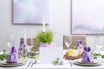 Beautiful table set for Easter celebration
