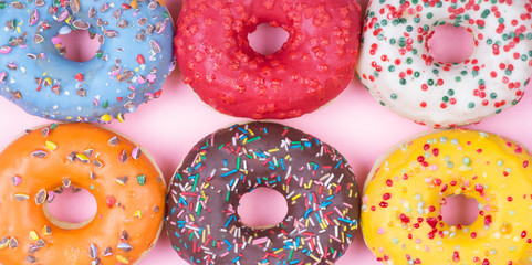 Set of donuts of various colors