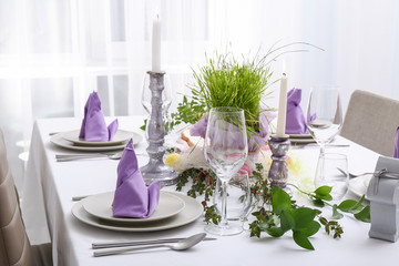 Beautiful table set for Easter celebration