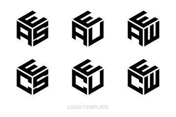 hexagon logo with three alphabet initial. Vector template illustration.icon