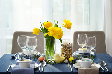 Beautiful table set for Easter celebration