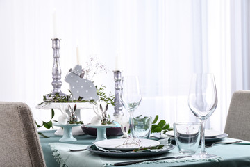 Beautiful table set for Easter celebration