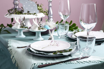 Beautiful table set for Easter celebration