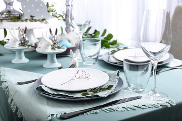 Beautiful table set for Easter celebration