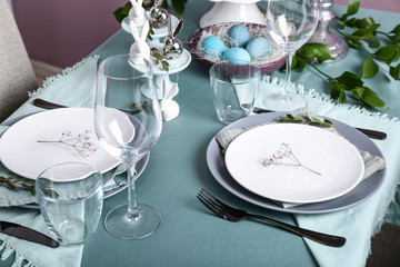 Beautiful table set for Easter celebration