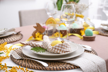 Beautiful table set for Easter celebration