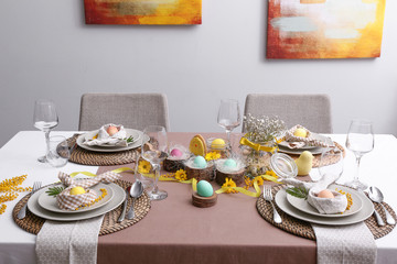 Beautiful table set for Easter celebration