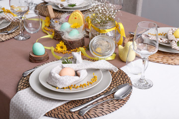 Beautiful table set for Easter celebration