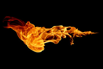 fire flames isolated on black background.