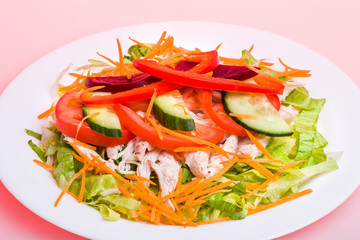 Fruits and vegetables mixed salad bowl