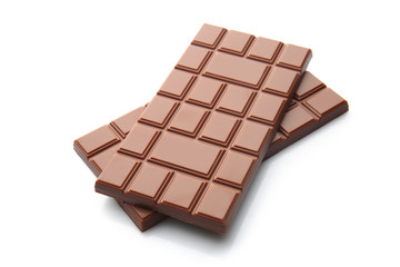 Tasty milk chocolate on white background