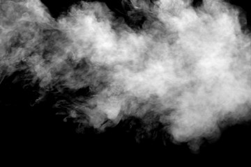 isolated smoke, abstract powder, water spray on black background, Out of focus