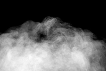 isolated smoke, abstract powder, water spray on black background.